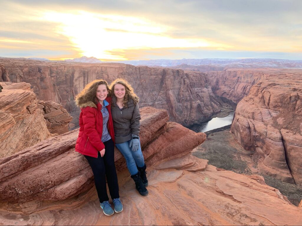Kay Youngstrom and her sister at Horsehoe Bend in Arizona