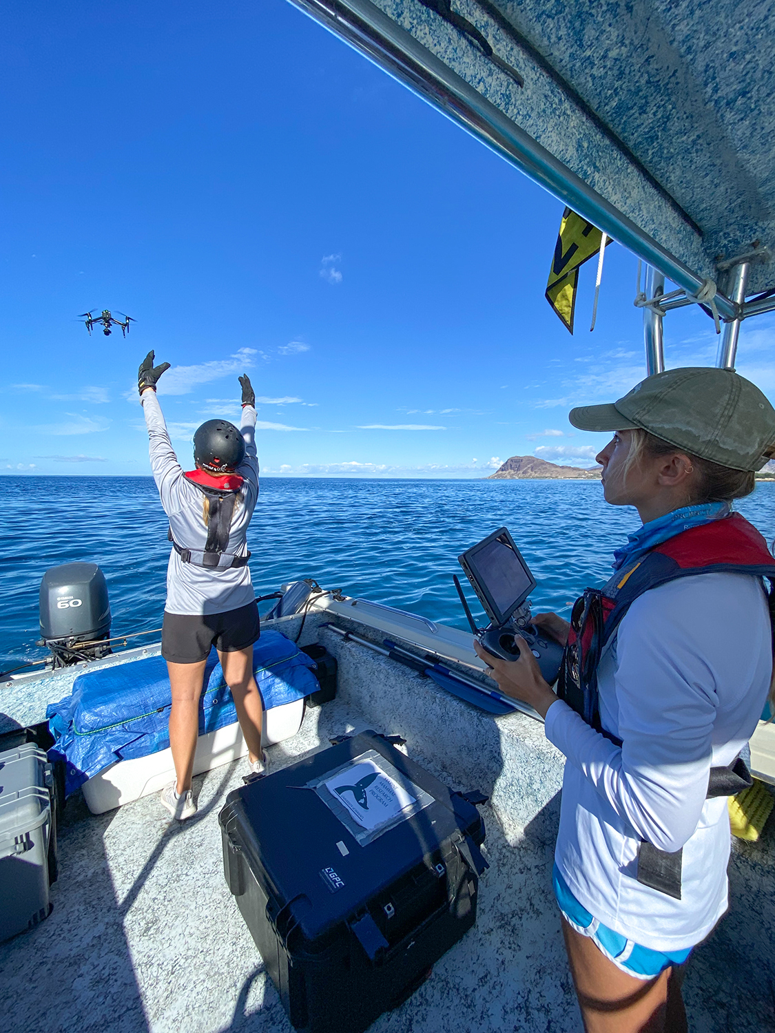 McPherson and her research assistant launch a drone