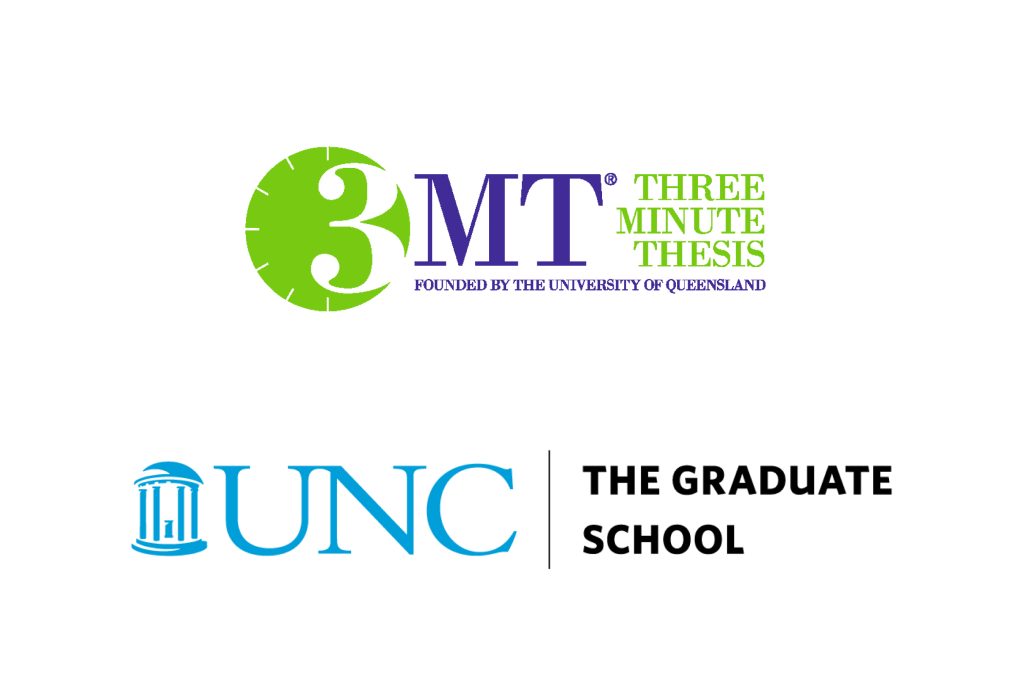 The Three Minute Thesis logo and the UNC The Graduate School logo.