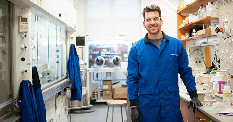 Frank Leibfarth standing in his lab