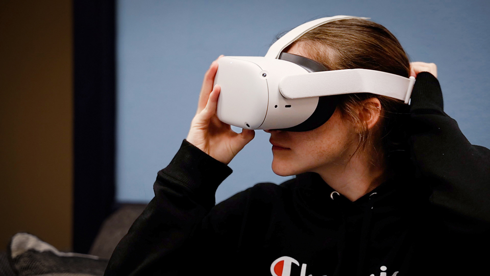 Madison Davis in a VR head set