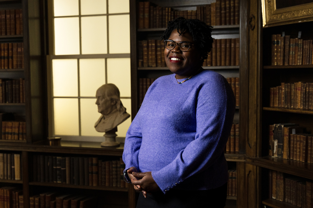 Chaitra Powell in Wilson Library