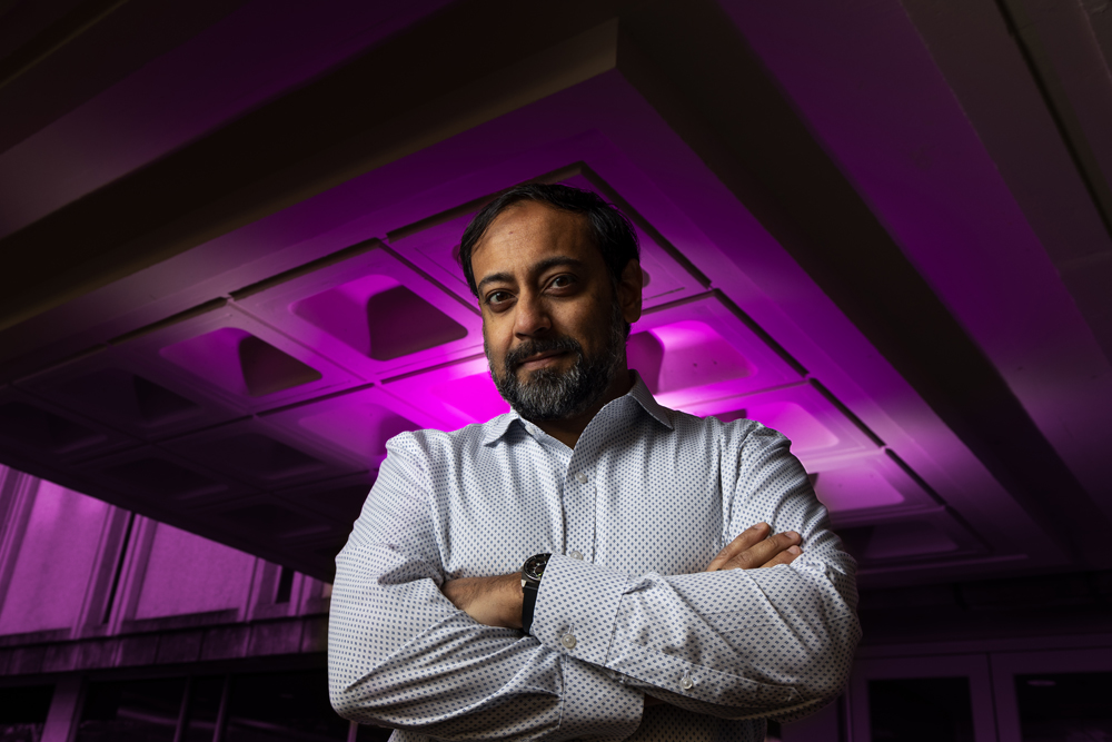 Nab Dasgupta in front of Undergraduate Library