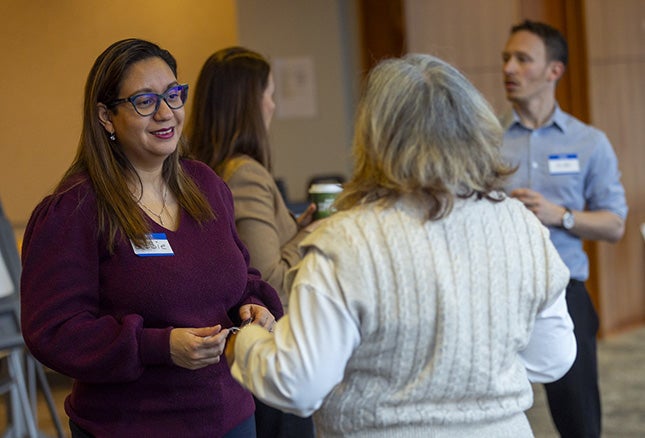 Postdoctoral students gather for a mentor appreciation event that is hosted by the Office of Postdoctoral Affairs at the Global Education Building.