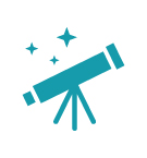 Icon depicting a telescope looking at the stars.