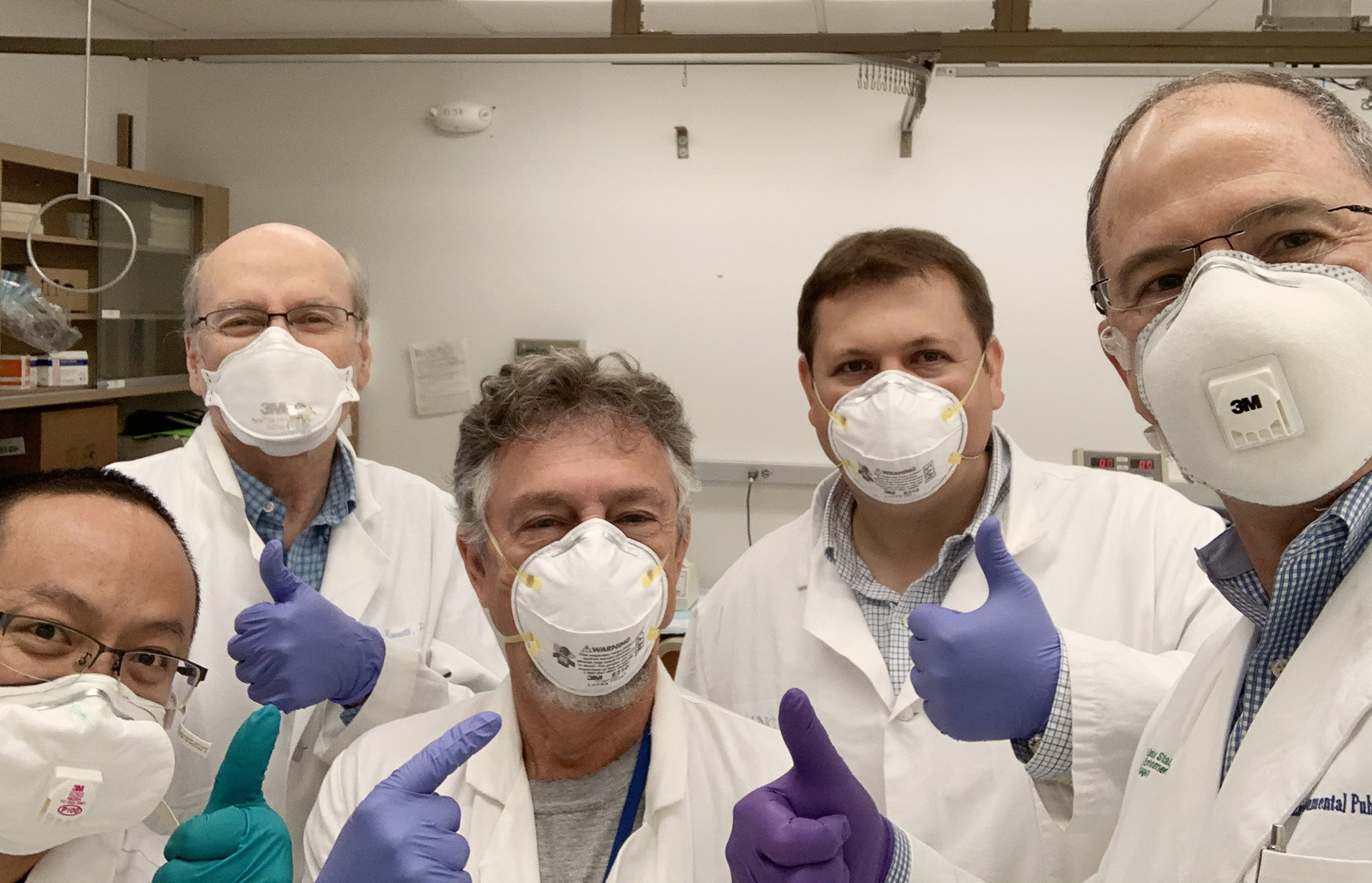 picture of researchers testing mask efficiency