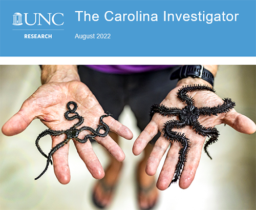 Screen capture of the Carolina Investigator nameplate and lead photo.