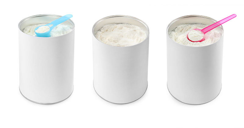 Three containers of a white powder product